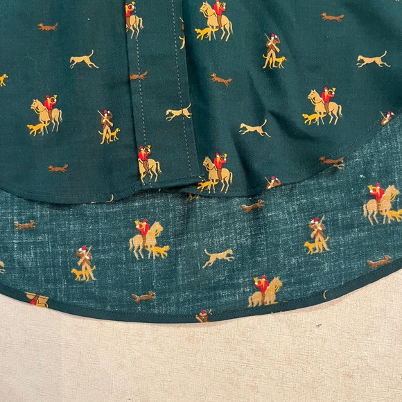 Vintage horse and hound equestrian Patterned green button down Shirt. Classic! - Picture 9 of 9